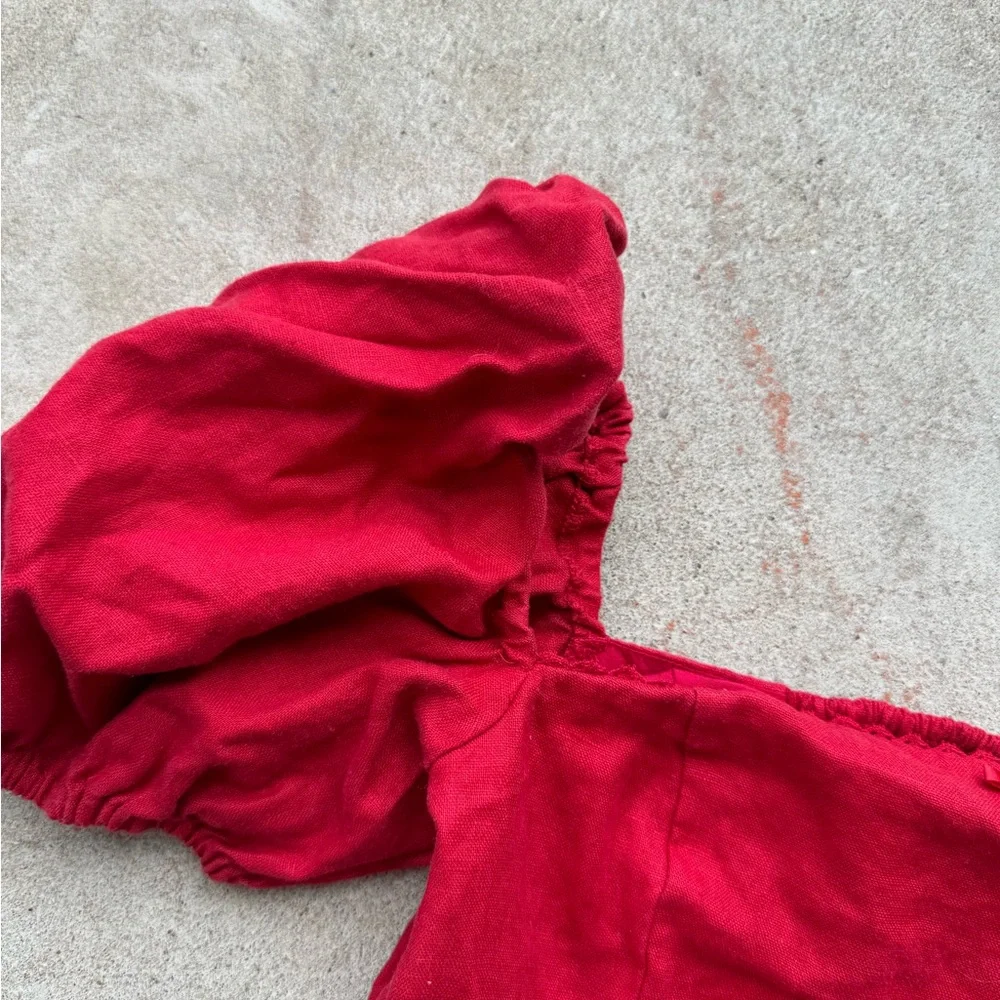 Reformation red Marbella linen square neck shirt - Picture 5 of 7